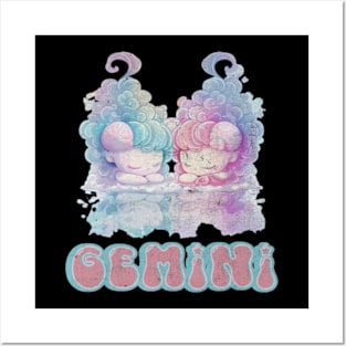 Cosmic Gemini Kawaii Anime Twins Pastel Zodiac Sign Birthday Posters and Art